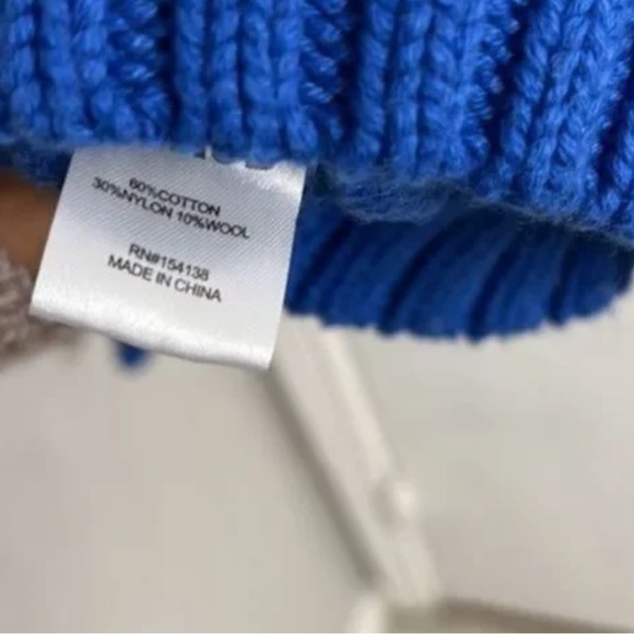 Staud Cable Knit Royal Blue Turtleneck Sweater - Picture 3 of 7